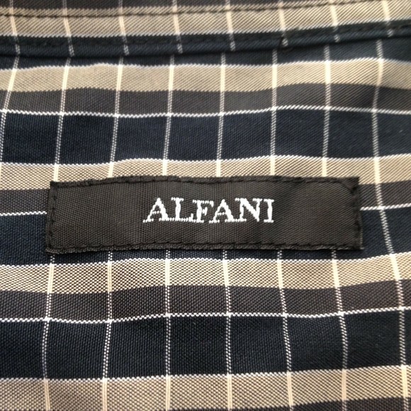 Alfani Mens Multicolor Plaid Stripes Button Up Dress Shirt Size XL Modal/Poly - Picture 4 of 7